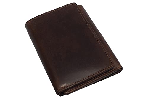 Vintage Buffalo Leather Men's RFID Trifold Wallet With Double ID Windows (Burgundy)4