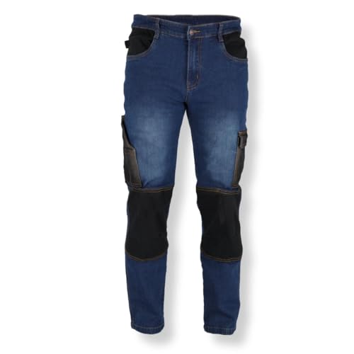 Dedra Pantalon en Jean, Pantalon de Travail en Jean, Pantalon en Denim, grammage du Tissu 280 g/m², Taille LD, avec teneur en Coton, Genoux renforcés, Poches, travaux de Construction et d'artisanat