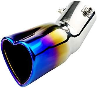 Car Exhaust Tip 2.5 inch Inlet, Universal Car Exhaust Pipe Modification Tail Throat Tail Pipe Stainless Steel Muffler Tip, Adjustable Heart Shaped Car Thickened Pipe Curved,Baked Blue