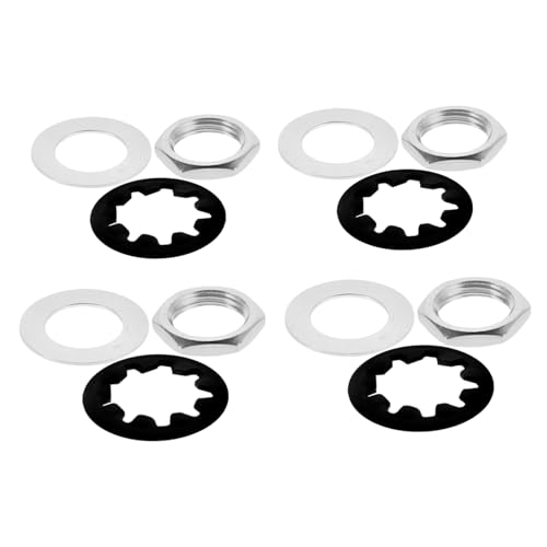 ERINGOGO 4Set Electric Guitar Nut and Washer Easy DIY Installation for Guitar Enthusiasts Compatible with Electric Guitar Includes Potentiometer and Input Jack Nuts Durable