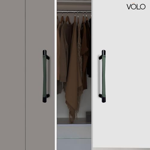 Image of VOLO Wardrobe Cabinet Handle - Sleek Pull Handle for Drawers, Wardrobes, Sliding Doors, and Cabinets in Kitchen, Bedroom, and Office (R-241) (2, Green, 160MM (8 Inch))