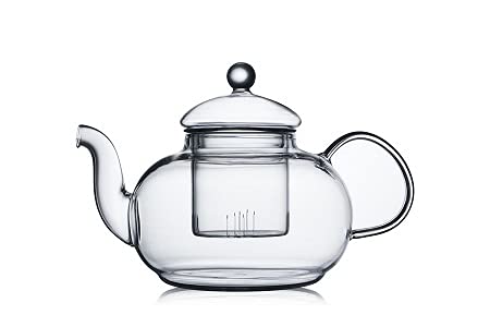 CnGlass Tetera de vidrio apta para estufa, tetera transparente con infusor extraíble de 40,6 oz/1200ml, hojas sueltas y…