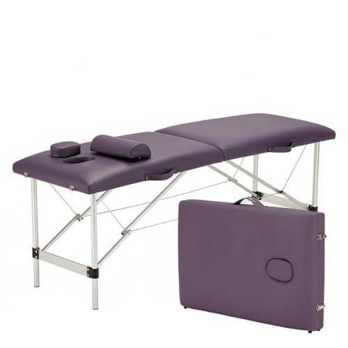 MotiveTech Camilla de Masaje Plegable Estructura Reforzada Mesa de Masaje Portátil Orificio Facial Camilla Plegable Profesional para Esteticistas, Uso Doméstico, Morado, 185x60cm