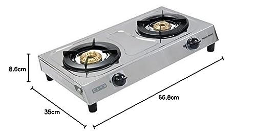 Image of USHA Maxus Gs2 001 Stainless Steel Brass 2 Burners Cooktop (Silver, Manual Ignition)