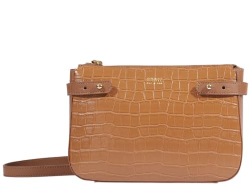 Bolsa Media Quadrada Croco Marrom Schutz Marrom Feminina