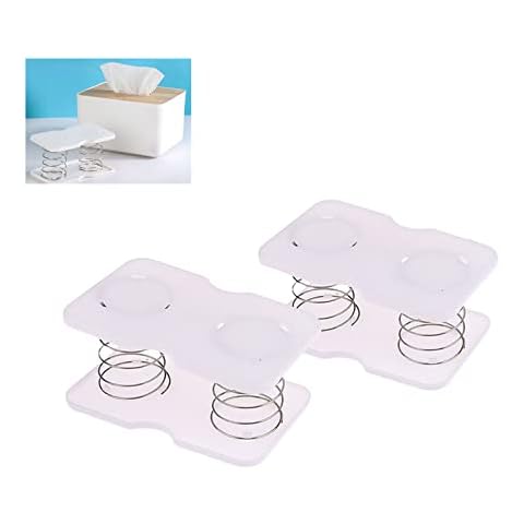 NentMent 2 Pack Tissue Box Cover Spring Replacement Clear Acrylic Tissue Box Holder Lifting Springs Support Parts for Rectangular Tissue Holder Dryer Sheet Holder Dispenser Facial Tissue Case Cover