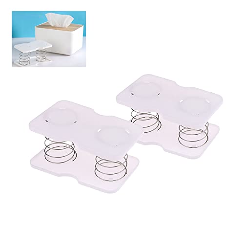 NentMent 2 Pack Tissue Box Spring Support Clear Acrylic Tissue Box Holder Lifting Springs Support Parts for Rectangular Tissue Holder Dryer Sheet Holder Dispenser Facial Tissue Case