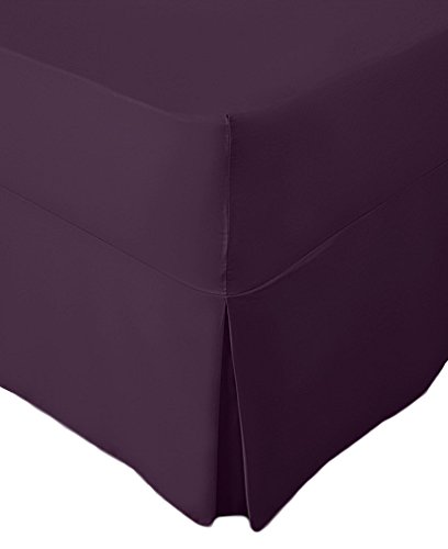 EXTRA DEEP FITTED BED SHEETS NON IRON LUXURY PERCALE COTTON RICH VALANCE FITTED SHEET PLEATED BRUSHED COTTON BEDDING DOUBLE BED SET FLAT SHEET (King, Purple) โ image 1