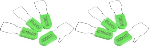 Image of 100PCS Plastic Padlock Security Seals Metal Wire Padlocks Electric Meter Lockout Tags Self-Locking Numbered Anti Tamper Seal Tags Green (Pack of 2)