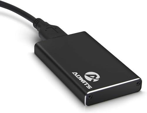 ADWITS USB 3.0 UASP a mSATA 3030/3050 Adaptador SSD SuperSpeed, Carcasa de Caja de Disco Duro Externa de Aluminio para Samsung 850 EVO, KingSpec,Unidad de Estado sólido Transcend y más, Negro