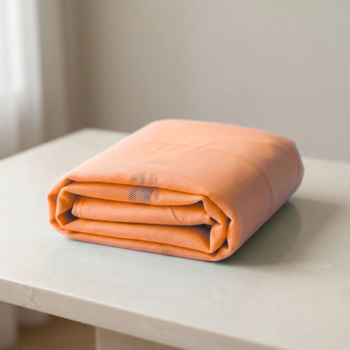 Image of Mosquito Net for King Size Bed - Foldable Square Mosquito Net Double Bed | Mosquito Net for Queen Size Bed | Mosquitoes Net for Sukun Wali Neend (6.5ft x 6.5ft, White) (Orange)