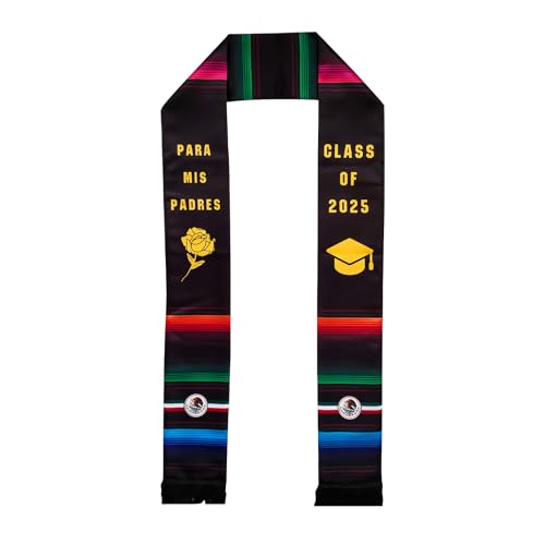 ORNING Mexican Graduation Stole Class of 2025 Sarapes Stole Elegant Mexican Scarf Celebrate Heritage estolas para graduación (5)