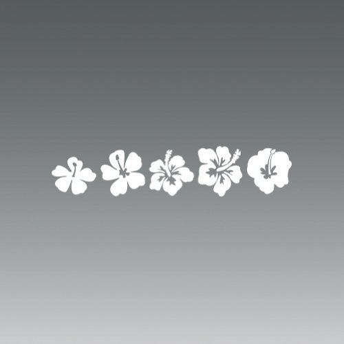 Hibiscus Flower Assortment - Hawaii - Sticker - White - Decal - Die Cut (5 Stickers)