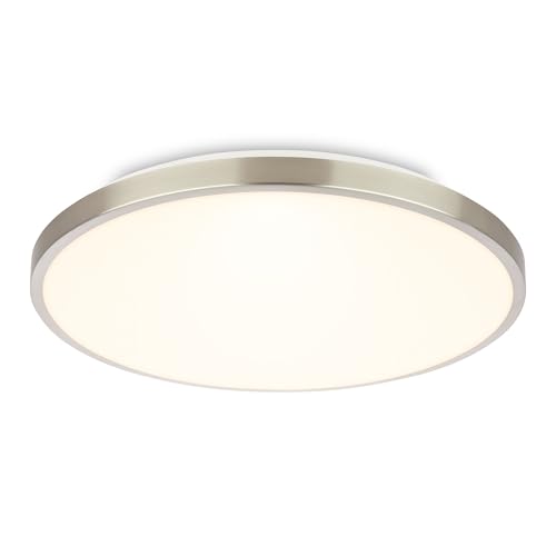 BRILONER - Plafoniera LED, colore della luce bianco caldo, 17,5W, 2400lm, lampada soffitto, plafoniera soffitto, plafoniere da soffitto, plafoniera camera da letto, 33 x 6 cm, nichel opaco