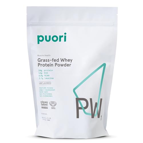 Image of Puori PW1, Grass Fed Whey Protein Powder, Unflavored - 30 Servings | Pasture-Raised Whey Protein Powder Drink Mix containing BCAA Amino Acids - Post-Workout Supplement for Muscle Gain & Recovery