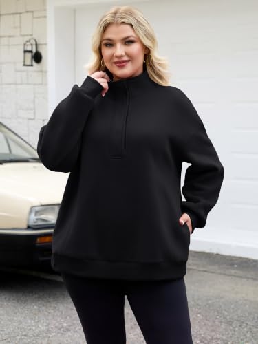HDLTE Plus Size Sweatshirt for Women Fleece Henley Neck Oversized Pullover - image 3