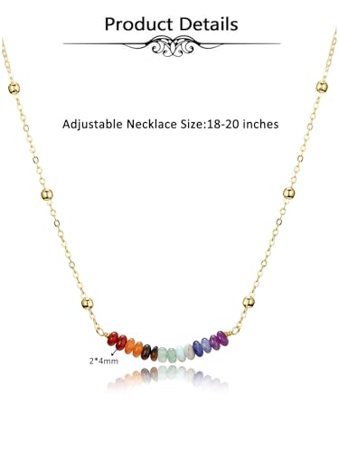 Top Plaza 7 Chakra Crystal Necklace for Women Tiny Natural Gemstone Beads Necklace 14K Gold Plated Healing Stone Necklace Yoga Meditation Jewelry Birthday Gifts 6