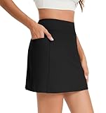 Oyamiki Women Tennis Skort Casual High Waisted Running Built-in Shorts Stretchy Black Skirt with 4 Pockets M - Image 2