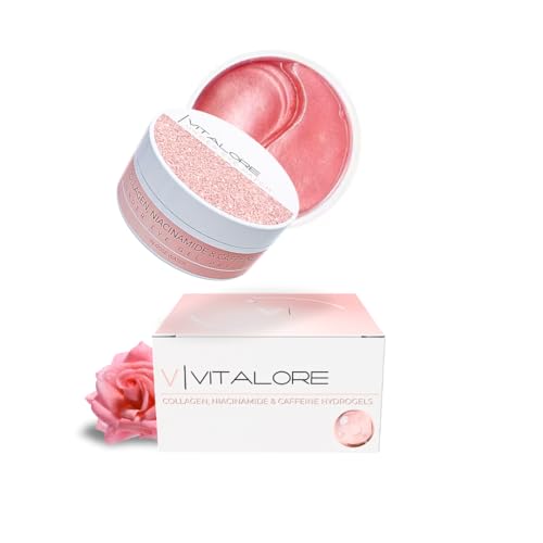 Vitalore Under Eye Patches for Dark Circles & Puffiness – Collagen, Caffeine & Niacinamide Eye Masks – Hydrating Depuffing Anti-Aging Under Eye Patches for Bags & Fine Lines- 60 ct.