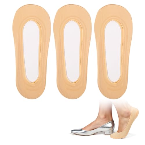 Ouligay 3 Pairs No Show Socks Women,Thin Nylon Socks for Flats Non Slip,No See Invisible Sock for Women,Liner Sock for Spring Summer(Skin Color)