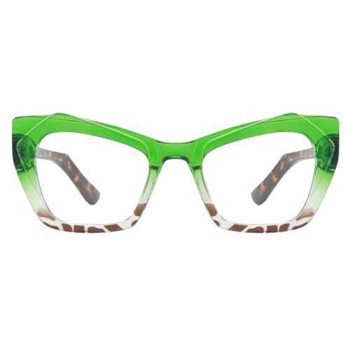 Image of LJCZKA Oversized Blue Light Blocking Glasses Women Cat eye Eyeglasses Anti Eye satrain Computer Gaming Cateye Glasses