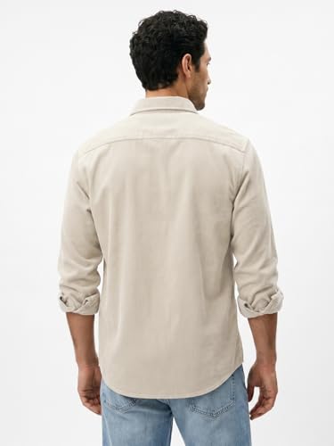 Image of Urbano Fashion Men's Corduroy Full Sleeve Regular Fit Solid Overshirt with Utility Pockets