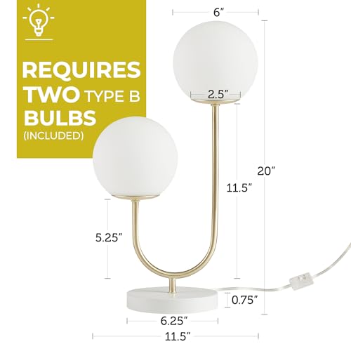 Lámpara de mesa 510 DESIGN moderna dual luz 20" oro/blanco miniatura 3
