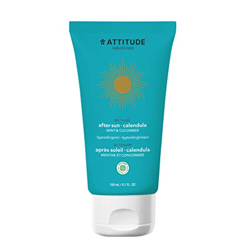 ATTITUDE After Sun Melt-in Gel, Plant- and Mineral-Based Ingredients from Natural Sources, Vegan and Cruelty-free Sun Care Skin Moisturizer, Mint and Cucumber, 5.2 Oz