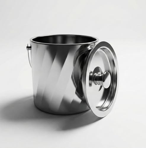 Image of Car-O-Bar Mirror Finish Stainless Steel Ice Bucket | Premium Design Ice Bucket for Bar & Home | Perfect Home Bar Setup (Rippled Finish)