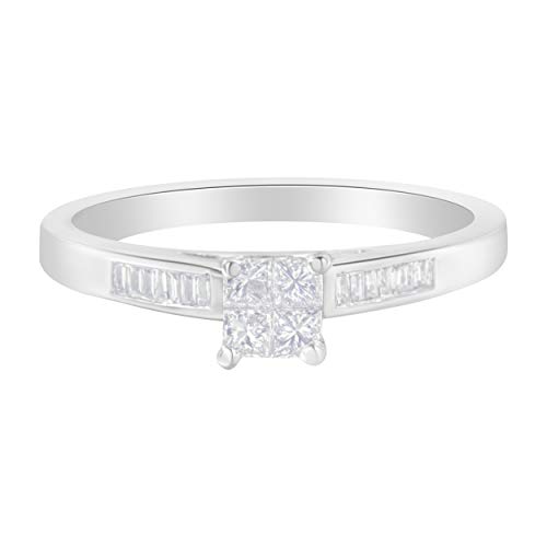 18K White Gold 1/2ct TDW Princess and Baguette Diamond Ring (H-I,VS1-VS2)