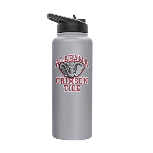 Image of Logo Brands NCAA Alabama Crimson Tide 34oz Athletic Quencher Bottle - Double-Wall Insulated, Stainless Steel, No-Spill Lid, Easy Carry Handle