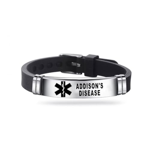 Medical ID Me - Medical Alert Silicone Bracelets Emergency Medical Awareness Epilepsy Diabetes COPD Blood Thinner Men Women Stainless Steel Adjustable