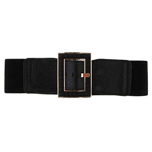 kowaku Cinto Elástico de Couro Cinto Largo Feminino Alfinetes com Fivela Elástica Cintura Decoração