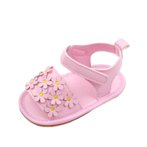 Baby Infant Newborn Boys Girls Casual Flat Sandal Rubber Sole Outdoor First Walking Crib Flower Hook&Loop Shoe