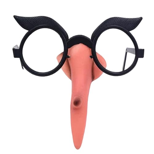 Xijobido Nariz de Halloween | Óculos sem lentes de bruxa de Halloween com nariz comprido - acessório disfarce para festa aniversário Natal decoração carnaval