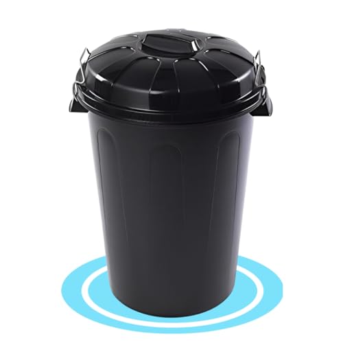 Dekohome Cubo de Basura 100 lts de capacidad con Tapa. Fabricado en Plastico Resistente, Ideal para Almacenaje de Basura para el Hogar, Oficina o Industria - Negro