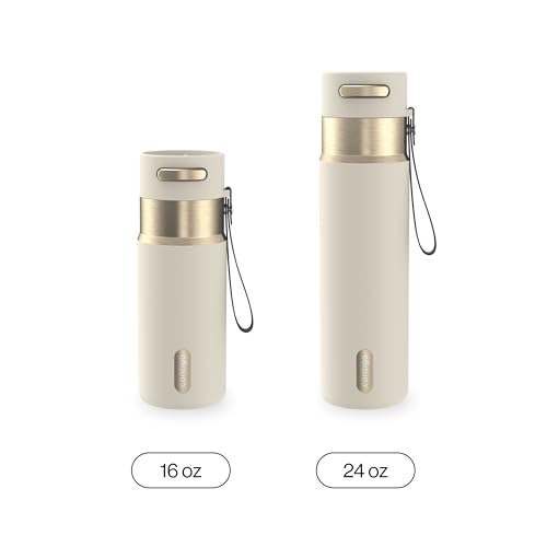 Image of Contigo AutoSeal 24 oz Stainless Steel Vacuum-Insulated Water Bottle with Leakproof Push-Button Spout & Lock, Carry Strap, BPA-Free & Lead-Free, Dishwasher Safe