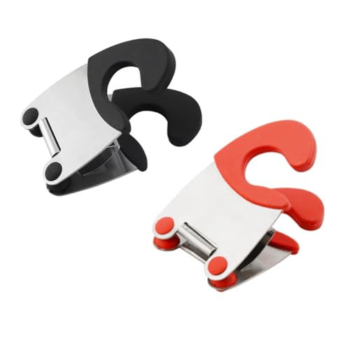 WEKADRIN 4 Piezas Pinzas de Acero Inoxidable para Cacerolas con Soporte Antiquemaduras y Clip Fijo para Cocina de Negro y Rojo Herramienta Práctica para Utensilios y Cucharas
