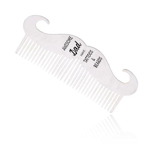 Funny Dad Gifts for Papa & Father - Tattoos & Beards Comb