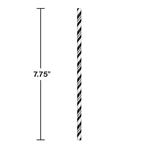 Pitillos de papel flexibles a rayas negro/blanco 24 pzas miniatura 2