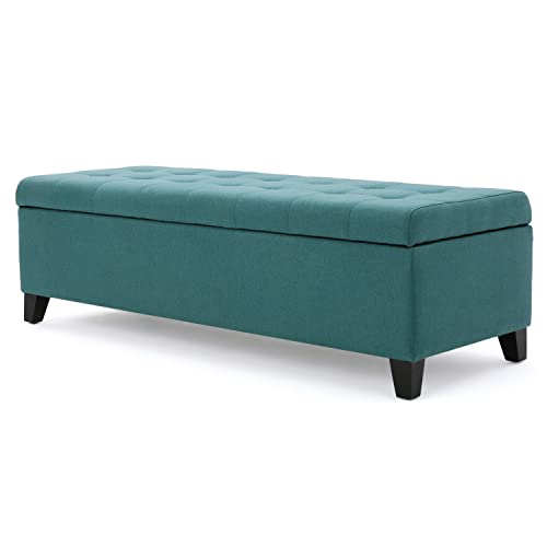 Christopher Knight Home Mission Fabric Storage Ottoman, Dark Teal Dimensions: 19.25”D X 50.75”W X 16.25”H #TOP2