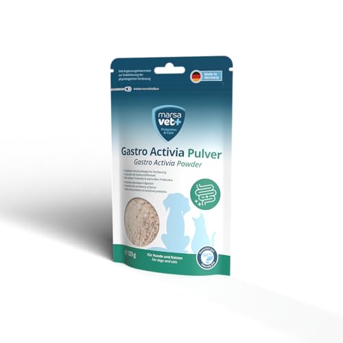 Marsavet Gastro Activia Pulver Diät-Ergänzungsfuttermittel zur Stabilisierung der physiologischen Verdauung für Hunde und Katzen – 125 g. Mit Probiotika & Präbiotika