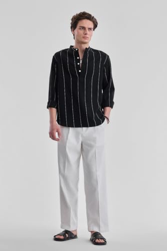 Image of SNITCH Men Casual Shirt for Smart & Everyday Wear | Regular Fit Full Sleeve Point Collar Striped Pattern | Breathable Cotton Blend Fabric for All Day Comfort