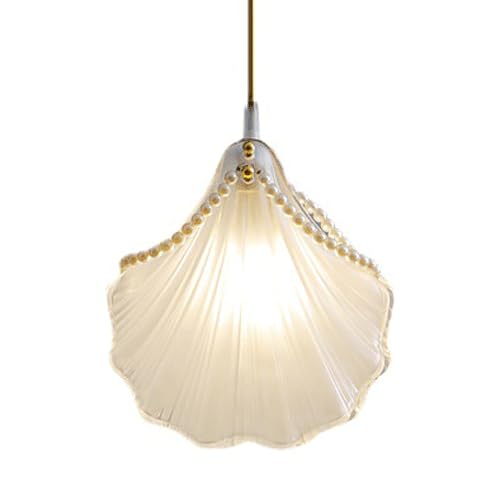 XYBZJP Lustre en Coquillage de Style Pastoral français, Abat-Jour créatif en Verre dépoli, luminaires de Plafond encastrés, Chambre à Coucher, Salon,...