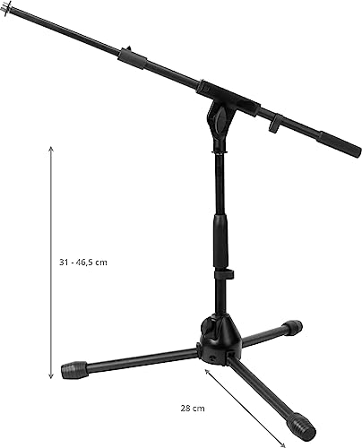 Pied de micro bas noir Pronomic MS-420 support microphone pour batterie et studio