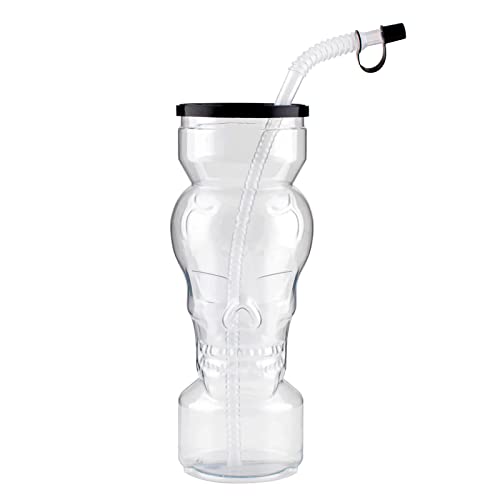 Vaso Skull Party con tapa y pitillo transparente 30 oz miniatura 2