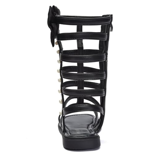 Image of Skeblo Girls Rivet Gladiator Sandals Summer Princess Dress Strappy Flats Zip Up Boots Shoes