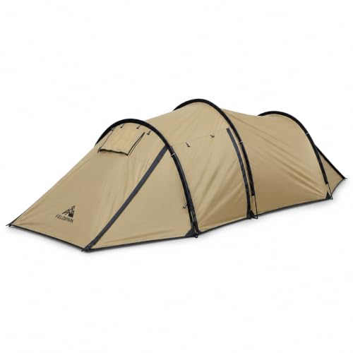 FIELDSPARK トンネルテント 1人 2人対応 ポリエステル生地 210Dフロア 耐水圧3000mm B3メッシュ 前室付き 煙突穴付き