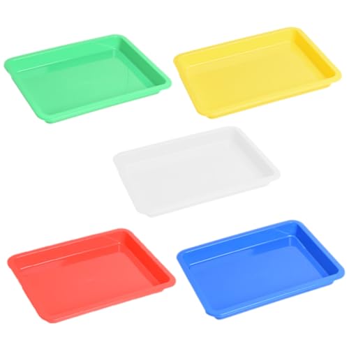 KALLORY 5Pcs Plastic Craft Trays Versatile DIY Organizer for Home and Classroom Activities Smooth Surface Art Trays for Painting Beads and Creative Projects Colors