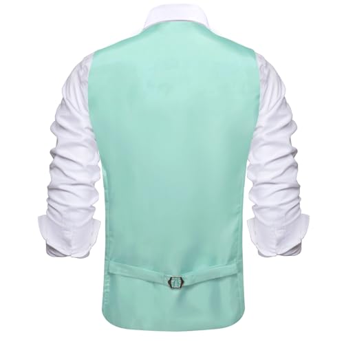 Image of Hi-Tie Men's Formal Suit Vest Solid Fit Vest for Men 3 Pockets V Neck Waistcoat Business Wedding Casual